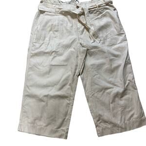 Wide Leg High Rise Cropped Offwhite Cream Colored Pants Size 20